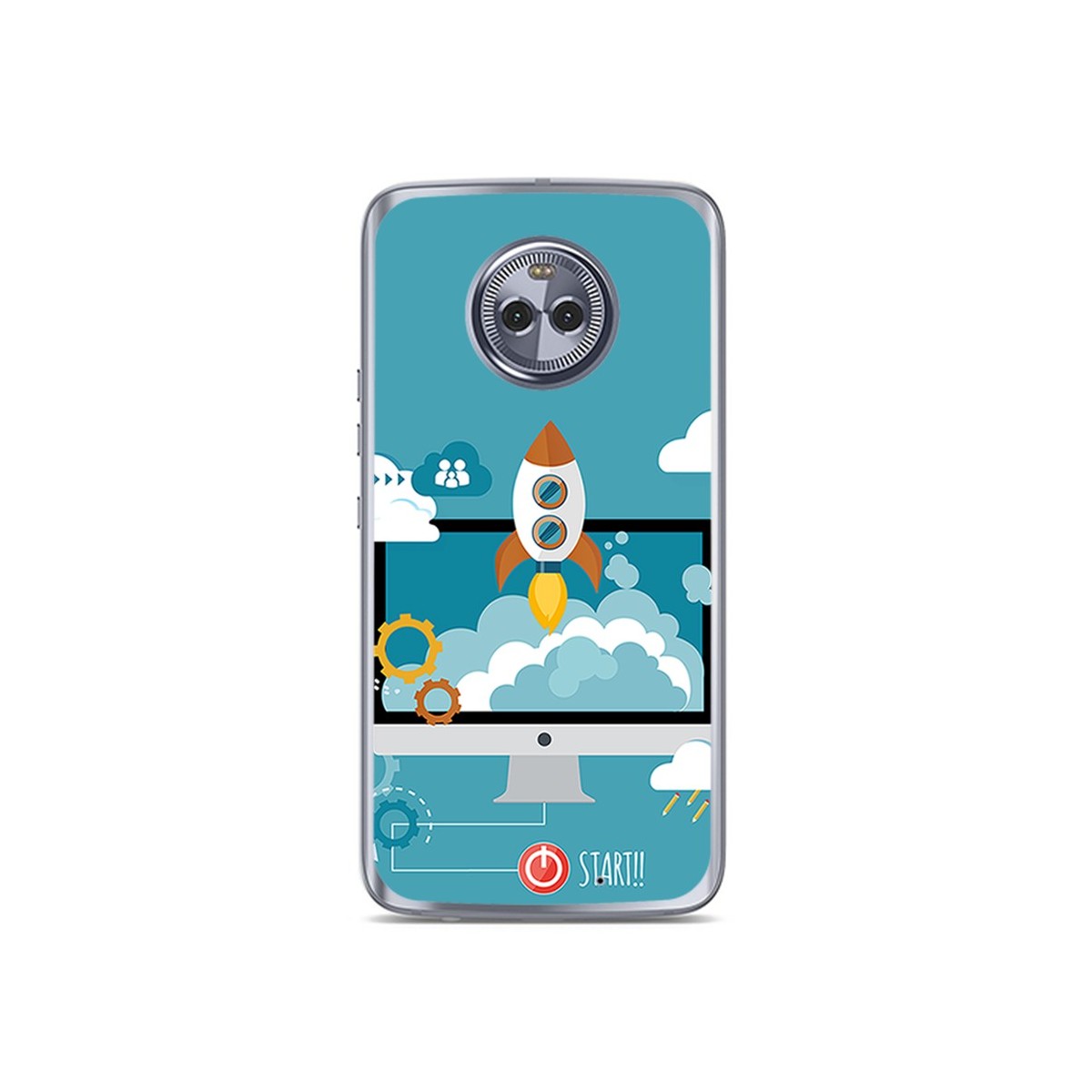 Funda Gel Tpu para Motorola Moto X4 Diseño Cohete Dibujos