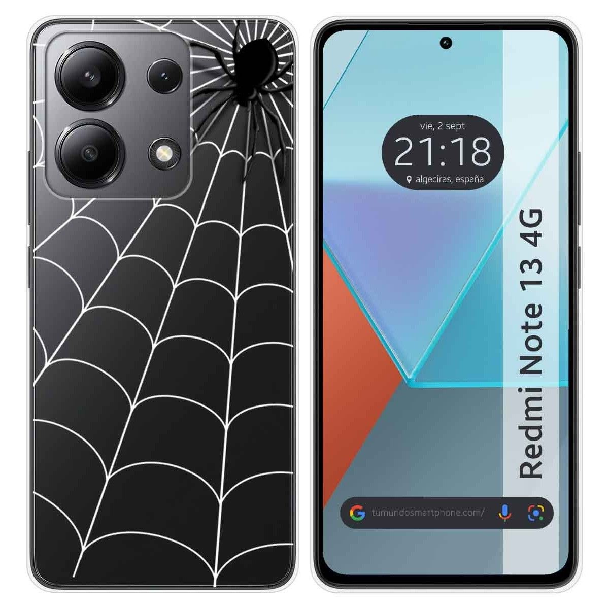Funda Silicona Transparente para Xiaomi Redmi Note 13 4G diseño Araña Dibujos