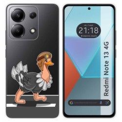 Funda Silicona Transparente para Xiaomi Redmi Note 13 4G diseño Avestruz Dibujos