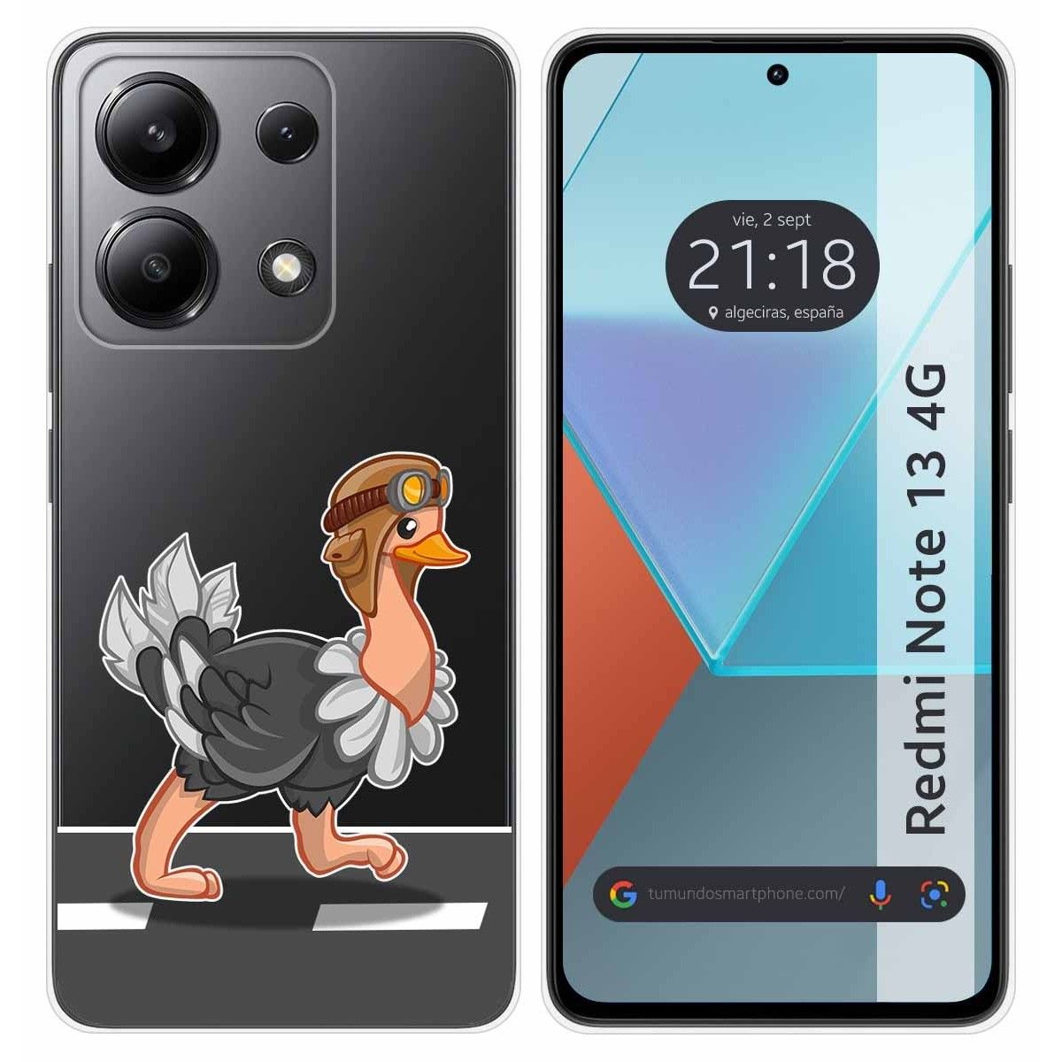 Funda Silicona Transparente para Xiaomi Redmi Note 13 4G diseño Avestruz Dibujos