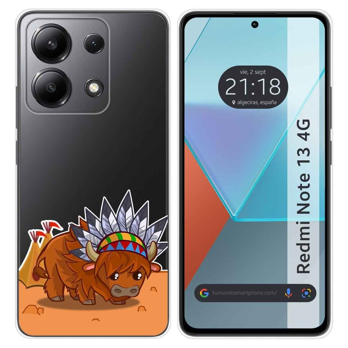 Funda Silicona Transparente para Xiaomi Redmi Note 13 4G diseño Bufalo Dibujos