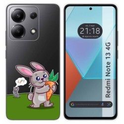 Funda Silicona Transparente para Xiaomi Redmi Note 13 4G diseño Conejo Dibujos