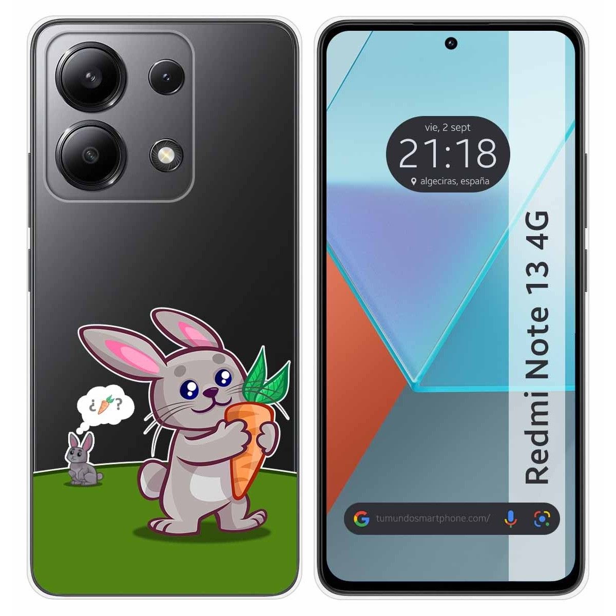 Funda Silicona Transparente para Xiaomi Redmi Note 13 4G diseño Conejo Dibujos