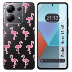 Funda Silicona Transparente para Xiaomi Redmi Note 13 4G diseño Flamenco Dibujos