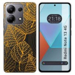 Funda Silicona Transparente para Xiaomi Redmi Note 13 4G diseño Hojas Dibujos