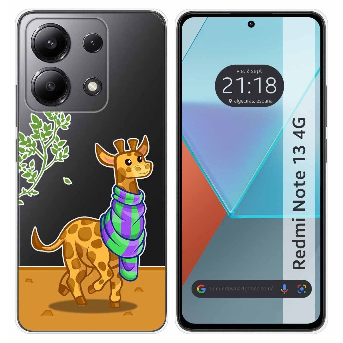 Funda Silicona Transparente para Xiaomi Redmi Note 13 4G diseño Jirafa Dibujos