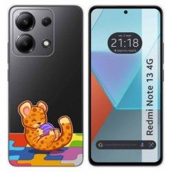 Funda Silicona Transparente para Xiaomi Redmi Note 13 4G diseño Leopardo Dibujos