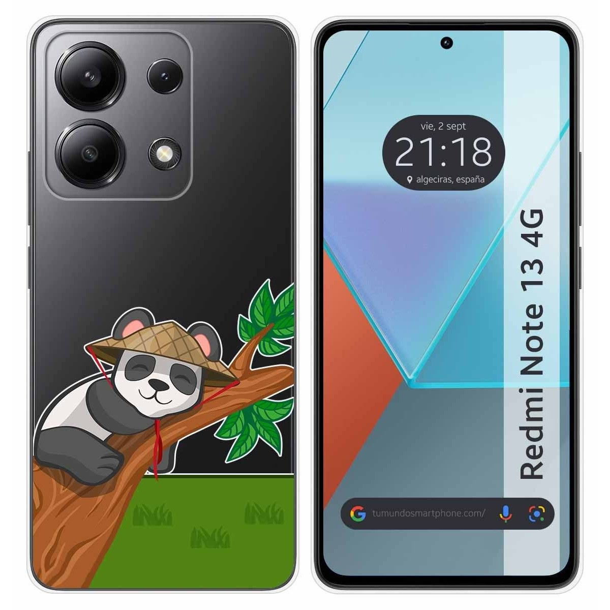 Funda Silicona Transparente para Xiaomi Redmi Note 13 4G diseño Panda Dibujos