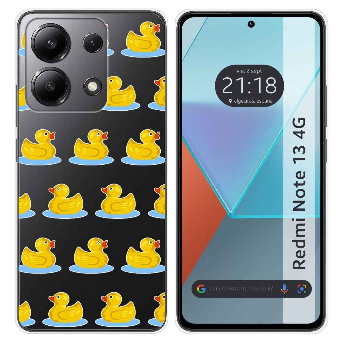 Funda Silicona Transparente para Xiaomi Redmi Note 13 4G diseño Pato Dibujos
