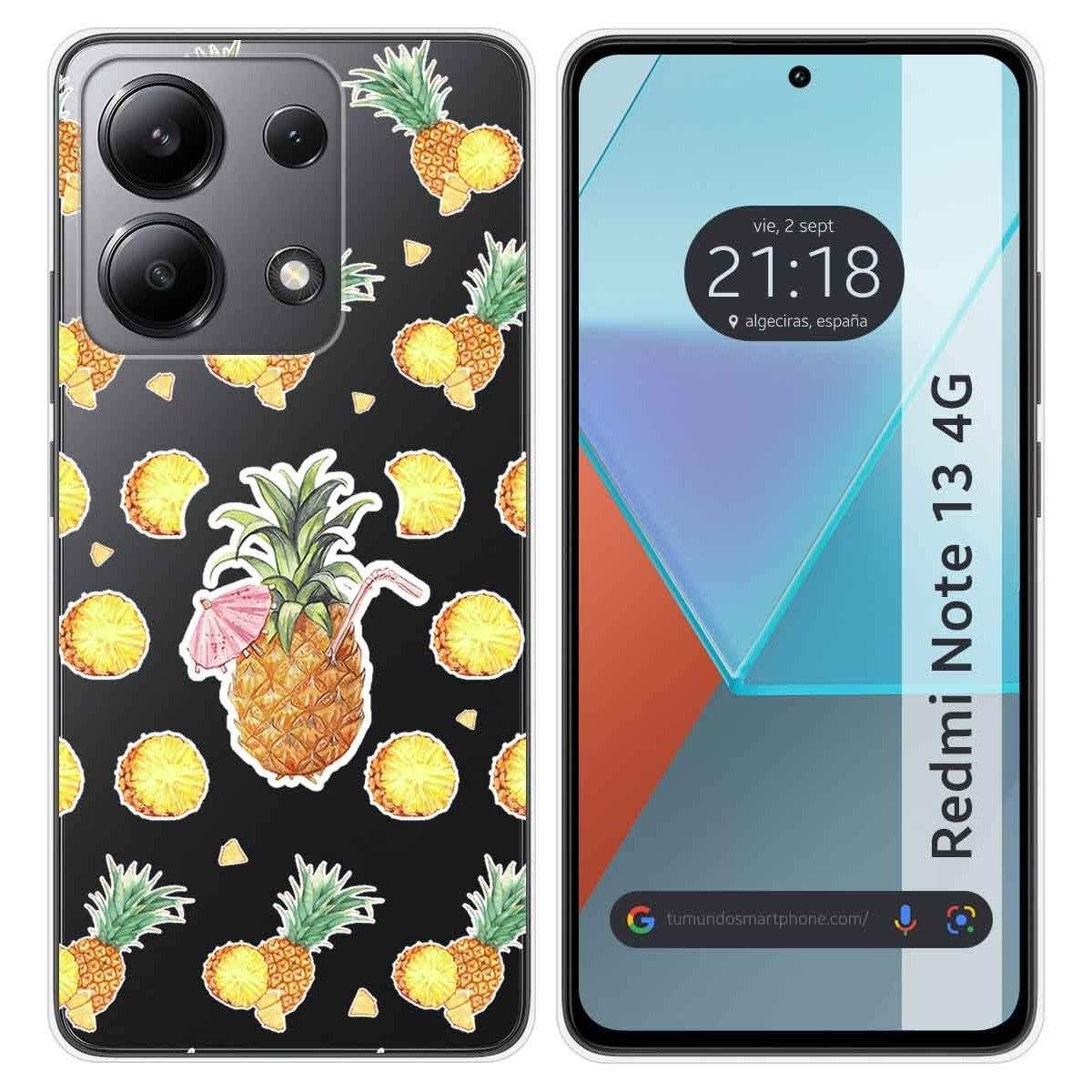 Funda Silicona Transparente para Xiaomi Redmi Note 13 4G diseño Piña Dibujos