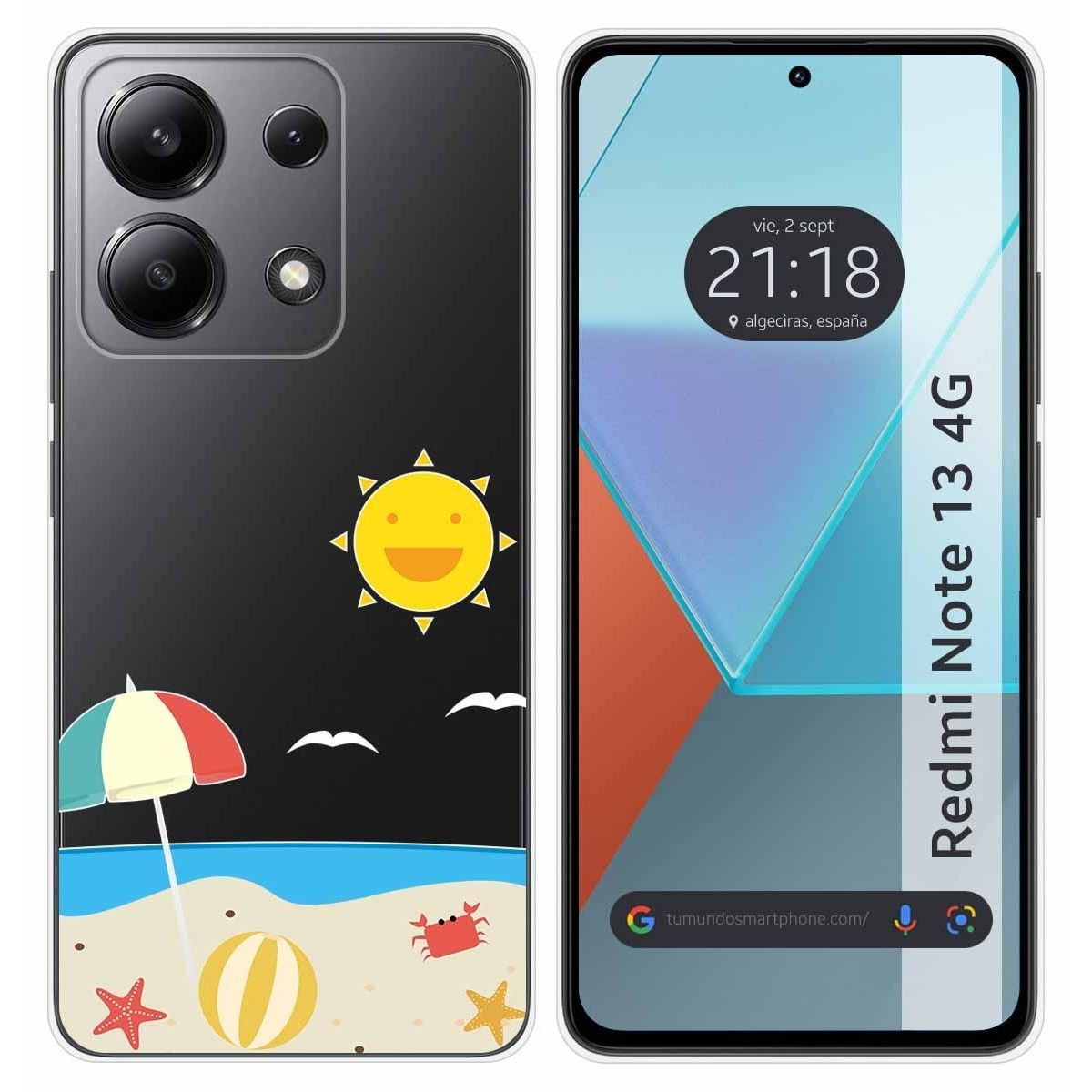 Funda Silicona Transparente para Xiaomi Redmi Note 13 4G diseño Playa Dibujos