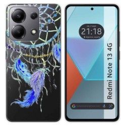 Funda Silicona Transparente para Xiaomi Redmi Note 13 4G diseño Plumas Dibujos