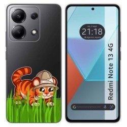 Funda Silicona Transparente para Xiaomi Redmi Note 13 4G diseño Tigre Dibujos