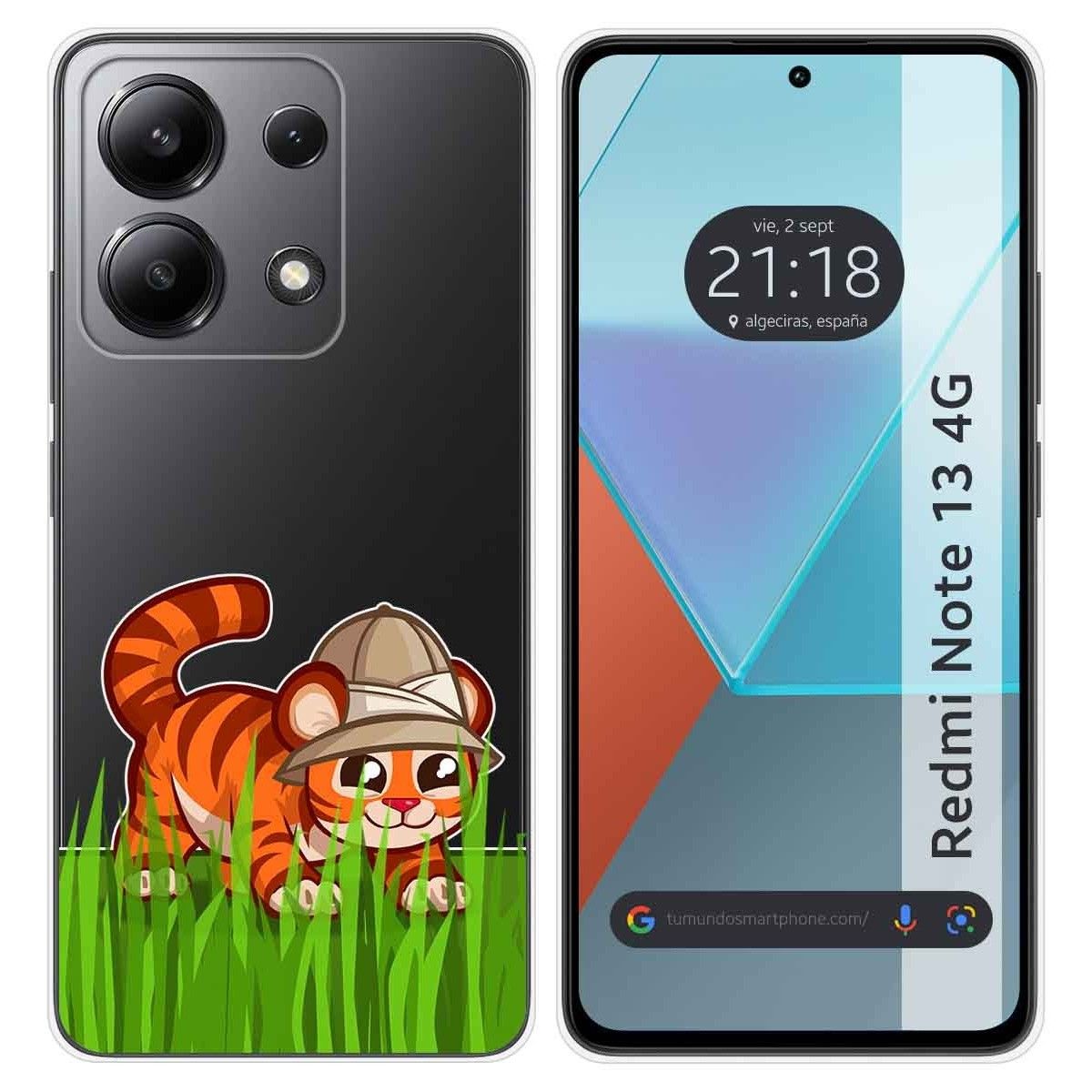 Funda Silicona Transparente para Xiaomi Redmi Note 13 4G diseño Tigre Dibujos