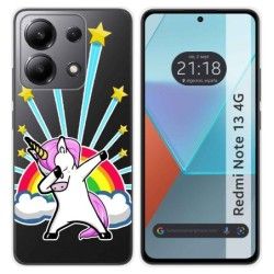 Funda Silicona Transparente para Xiaomi Redmi Note 13 4G diseño Unicornio Dibujos