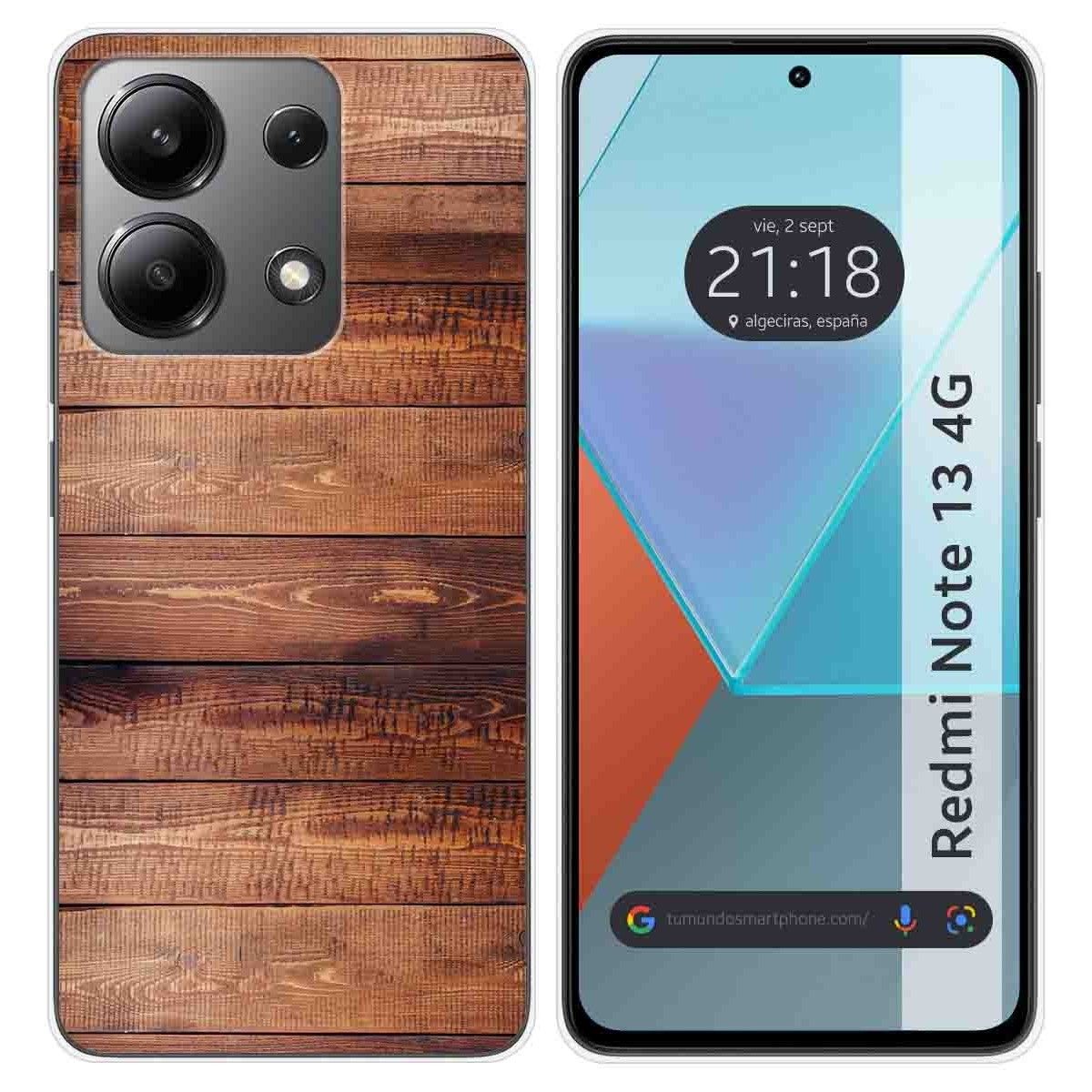 Funda Silicona para Xiaomi Redmi Note 13 4G diseño Madera 02 Dibujos