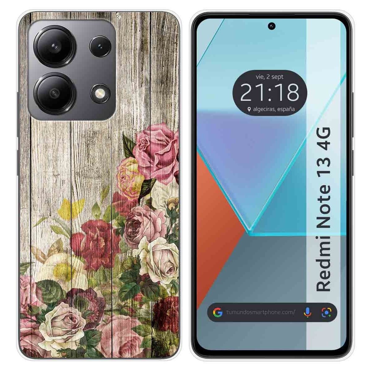Funda Silicona para Xiaomi Redmi Note 13 4G diseño Madera 08 Dibujos