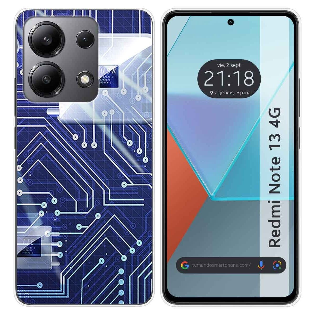 Funda Silicona para Xiaomi Redmi Note 13 4G diseño Circuito Dibujos