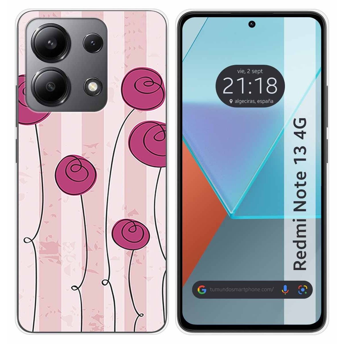 Funda Silicona para Xiaomi Redmi Note 13 4G diseño Flores Vintage Dibujos