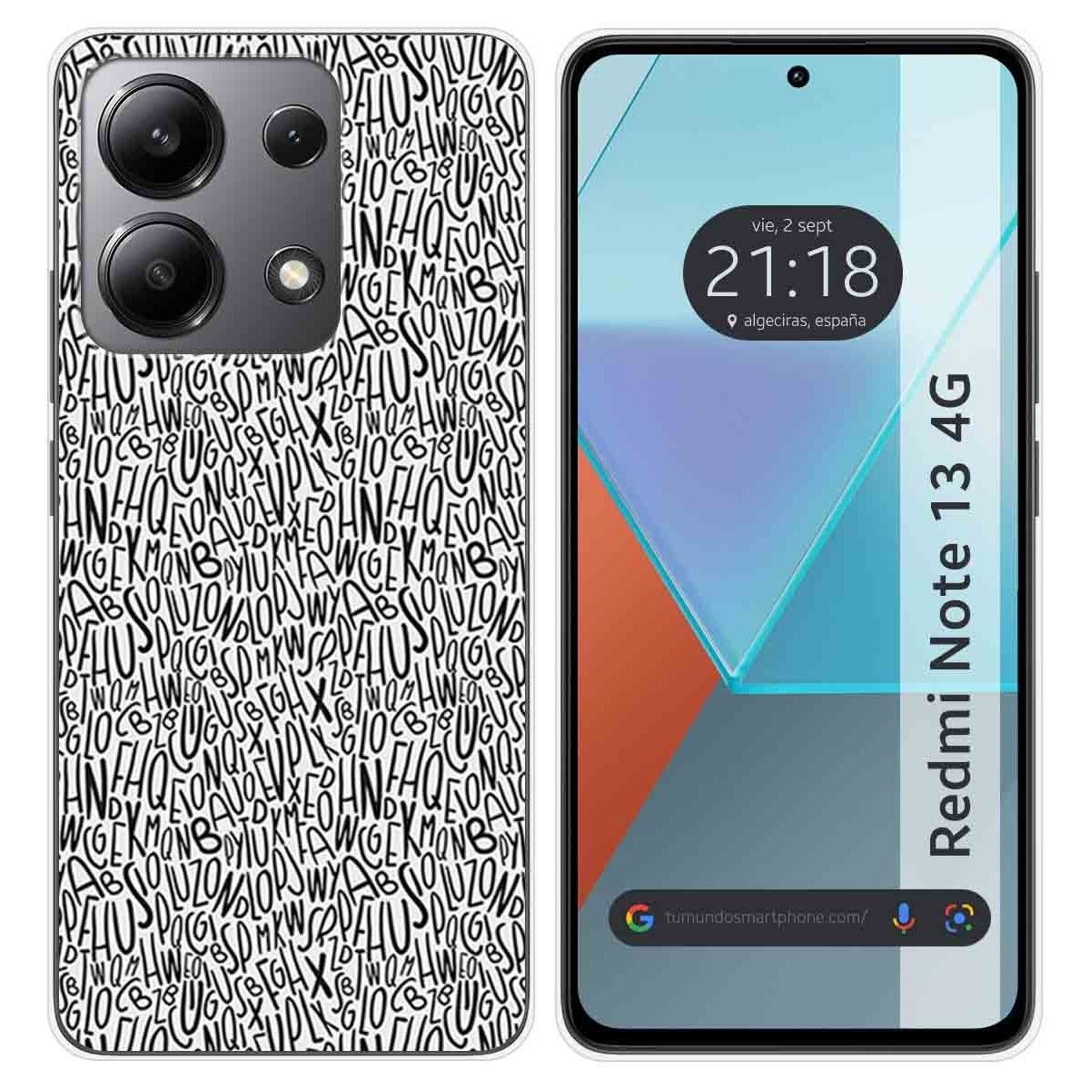 Funda Silicona para Xiaomi Redmi Note 13 4G diseño Letras Dibujos