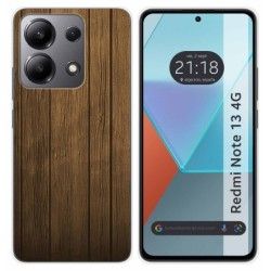 Funda Silicona para Xiaomi Redmi Note 13 4G diseño Madera Dibujos