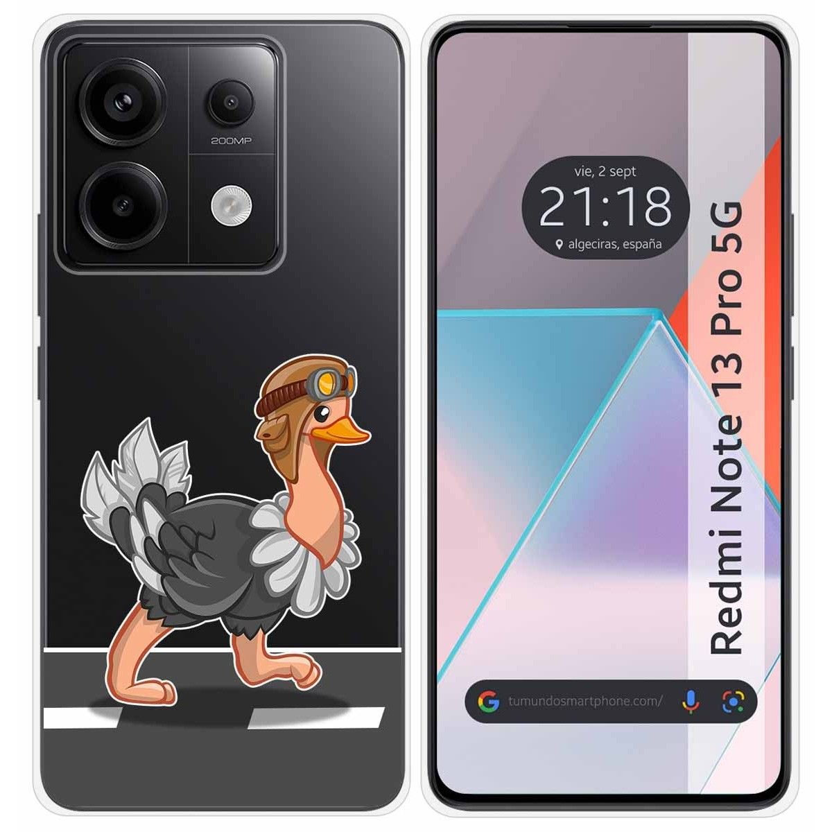 Funda Silicona Transparente para Xiaomi Redmi Note 13 Pro 5G diseño Avestruz Dibujos