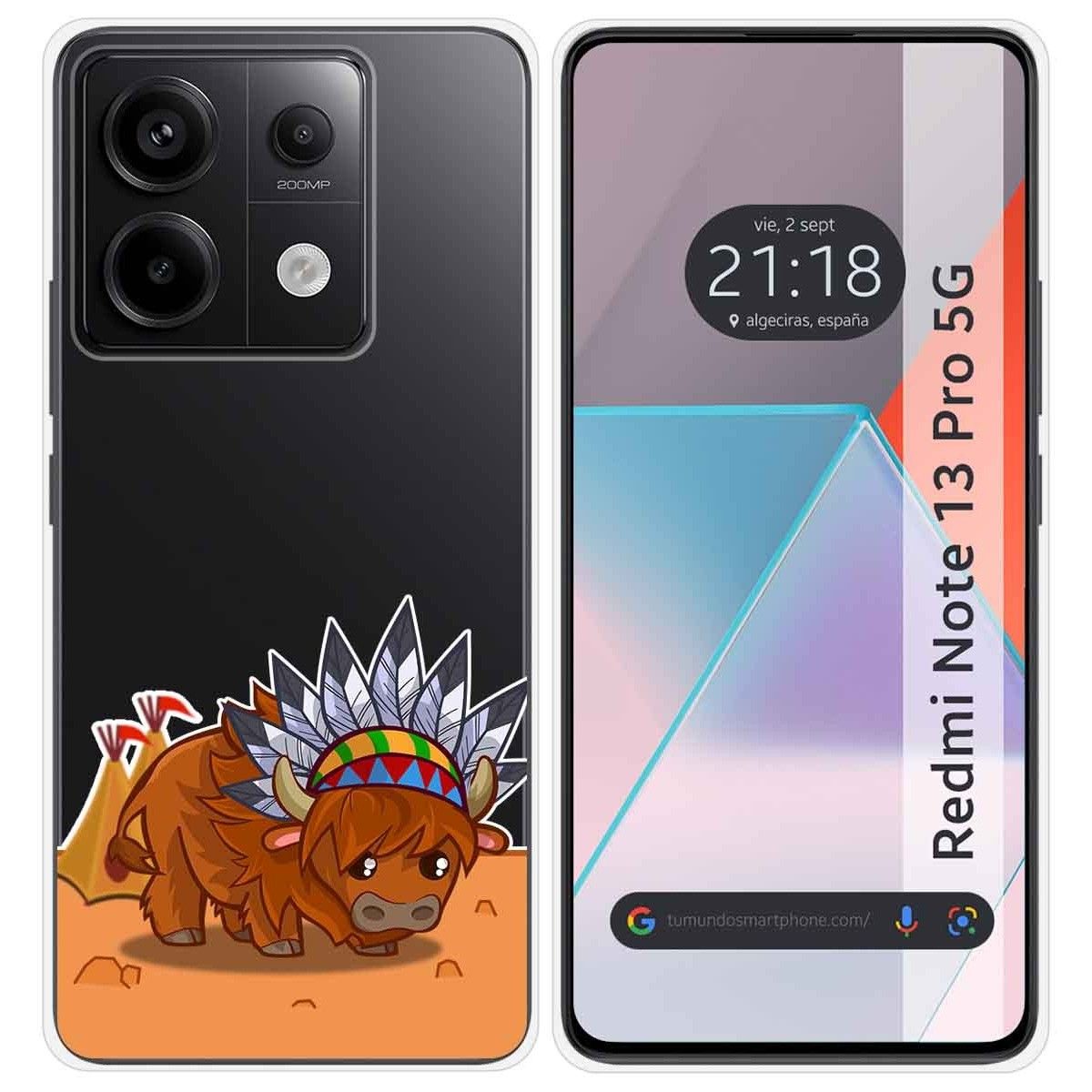 Funda Silicona Transparente para Xiaomi Redmi Note 13 Pro 5G diseño Bufalo Dibujos