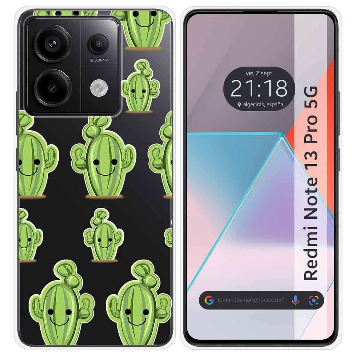 Funda Silicona Transparente para Xiaomi Redmi Note 13 Pro 5G diseño Cactus Dibujos