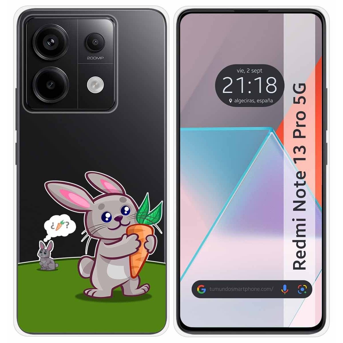 Funda Silicona Transparente para Xiaomi Redmi Note 13 Pro 5G diseño Conejo Dibujos