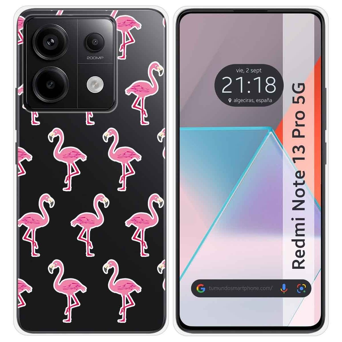 Funda Silicona Transparente para Xiaomi Redmi Note 13 Pro 5G diseño Flamenco Dibujos