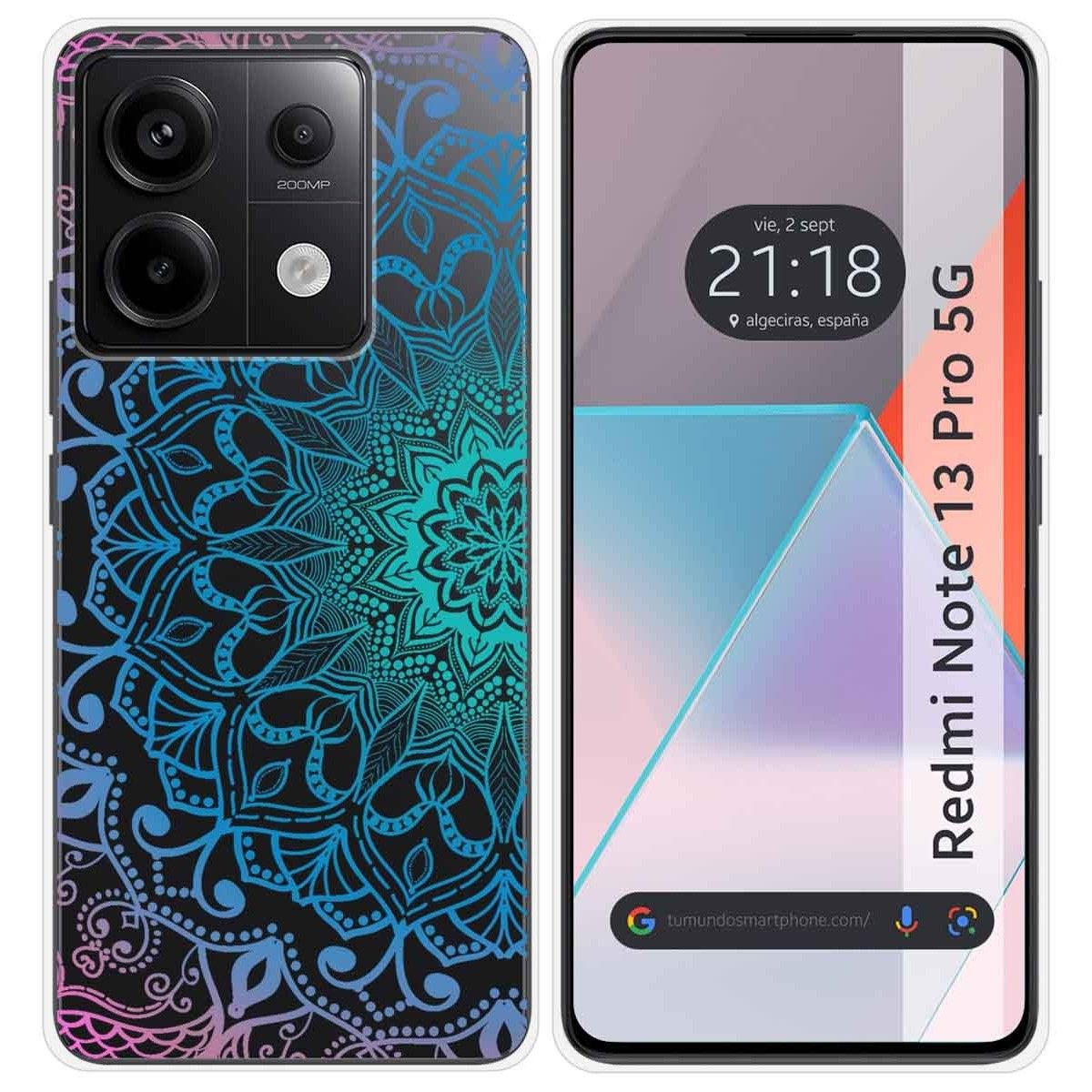 Funda Silicona Transparente para Xiaomi Redmi Note 13 Pro 5G diseño Mandala Dibujos