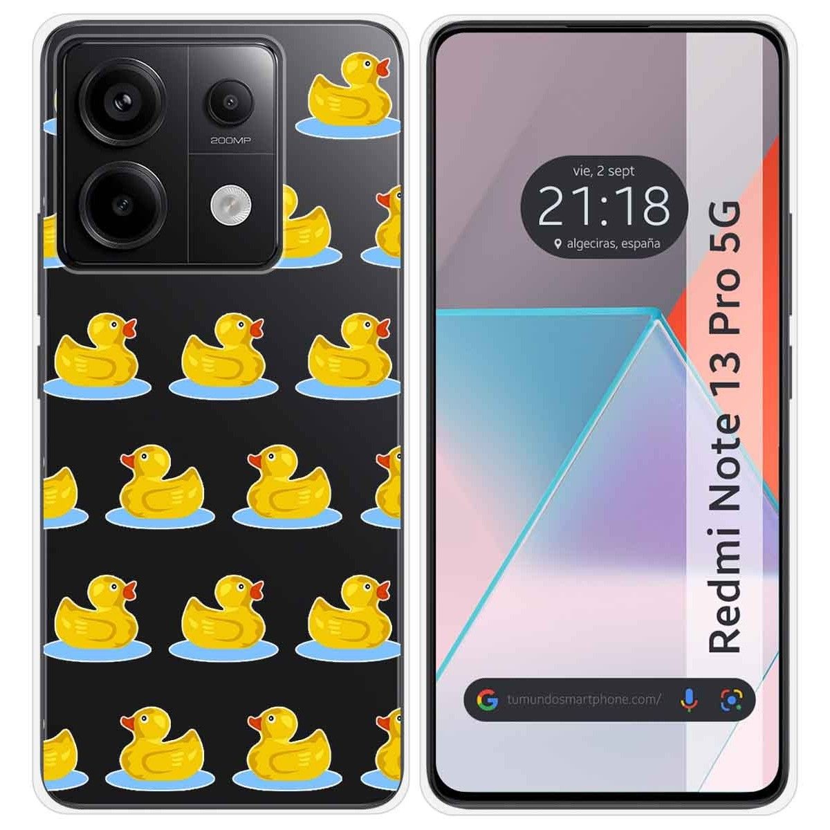 Funda Silicona Transparente para Xiaomi Redmi Note 13 Pro 5G diseño Pato Dibujos