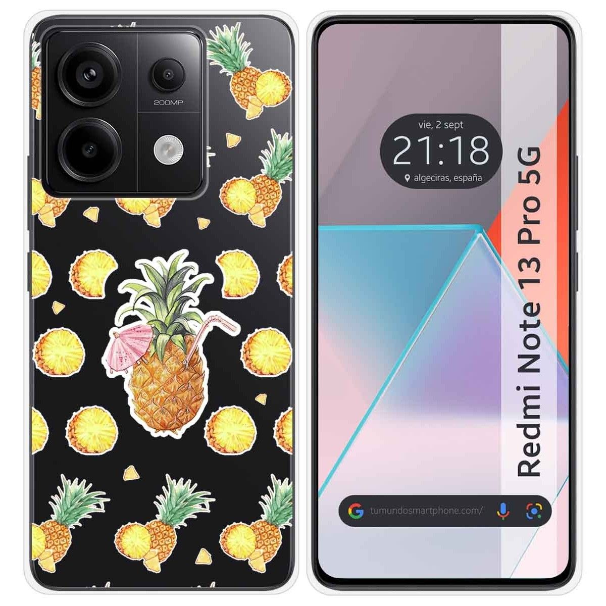Funda Silicona Transparente para Xiaomi Redmi Note 13 Pro 5G diseño Piña Dibujos
