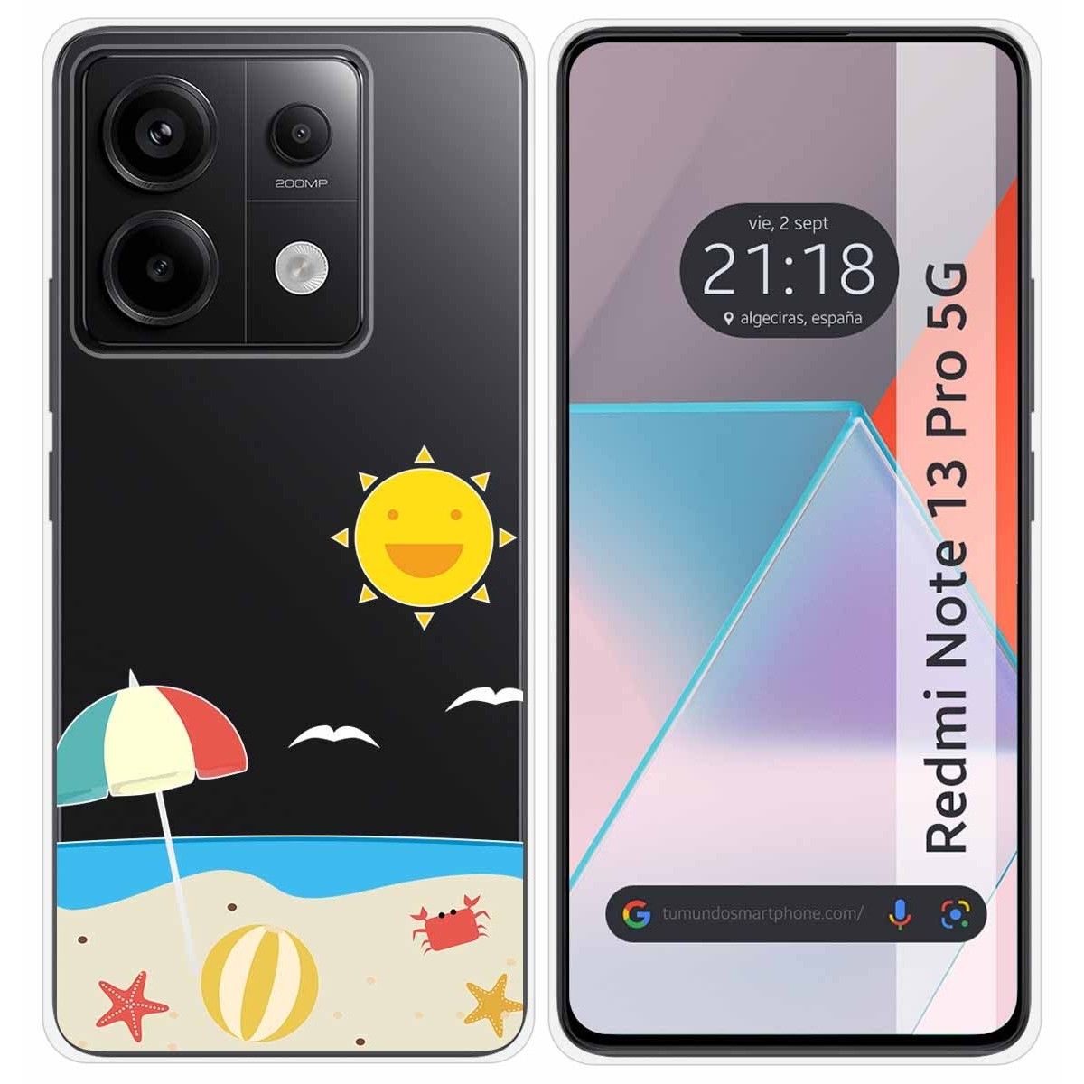 Funda Silicona Transparente para Xiaomi Redmi Note 13 Pro 5G diseño Playa Dibujos