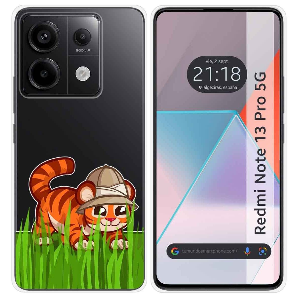Funda Silicona Transparente para Xiaomi Redmi Note 13 Pro 5G diseño Tigre Dibujos