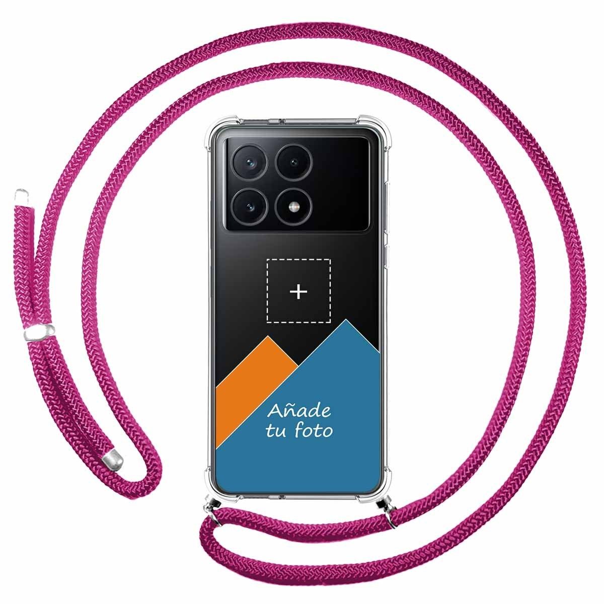 Xiaomi Poco X6 Pro 5G Personaliza tu Funda Antigolpes con cordón Rosa  Fucsia con tu Fotografía
