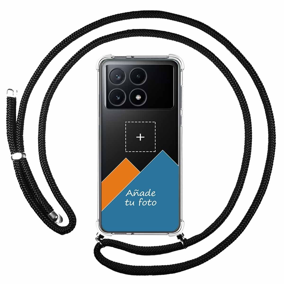Personaliza tu Funda Colgante Transparente para Xiaomi Poco X6 Pro 5G con Cordon Negro Dibujo Personalizada