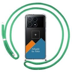 Personaliza tu Funda Colgante Transparente para Xiaomi Poco X6 Pro 5G con Cordon Verde Agua Dibujo Personalizada