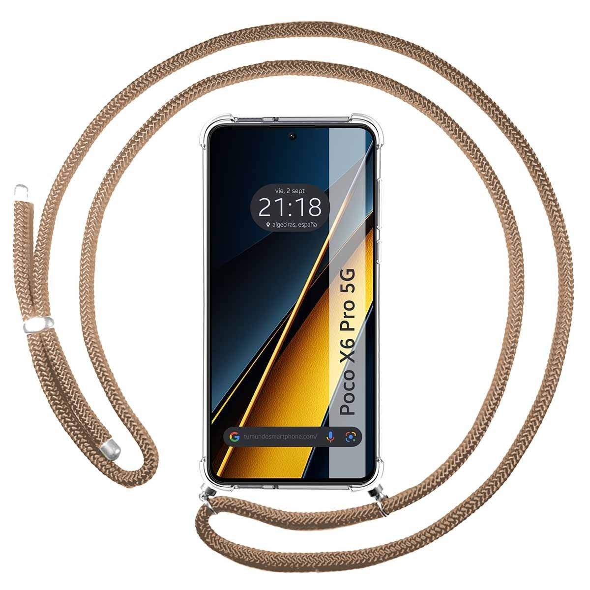 Funda Colgante Transparente para Xiaomi Poco X6 Pro 5G con Cordon Camel