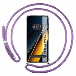 Funda Colgante Transparente para Xiaomi Poco X6 Pro 5G con Cordon Morado