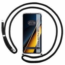 Funda Colgante Transparente para Xiaomi Poco X6 Pro 5G con Cordon Negro