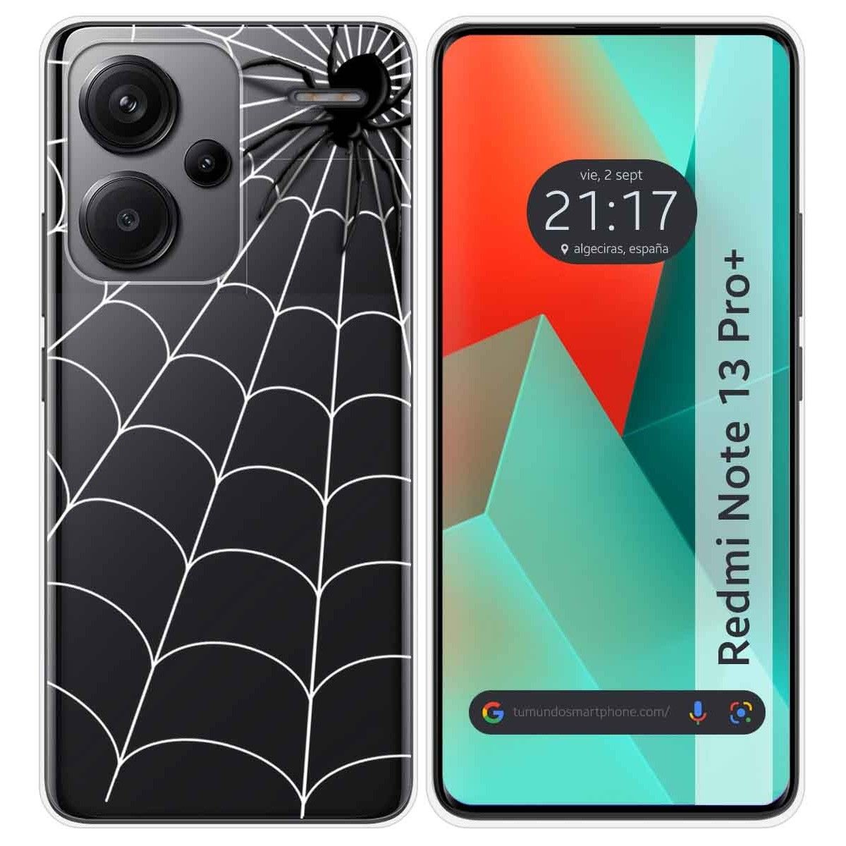 Funda Silicona Transparente para Xiaomi Redmi Note 13 Pro+ Plus 5G diseño Araña Dibujos