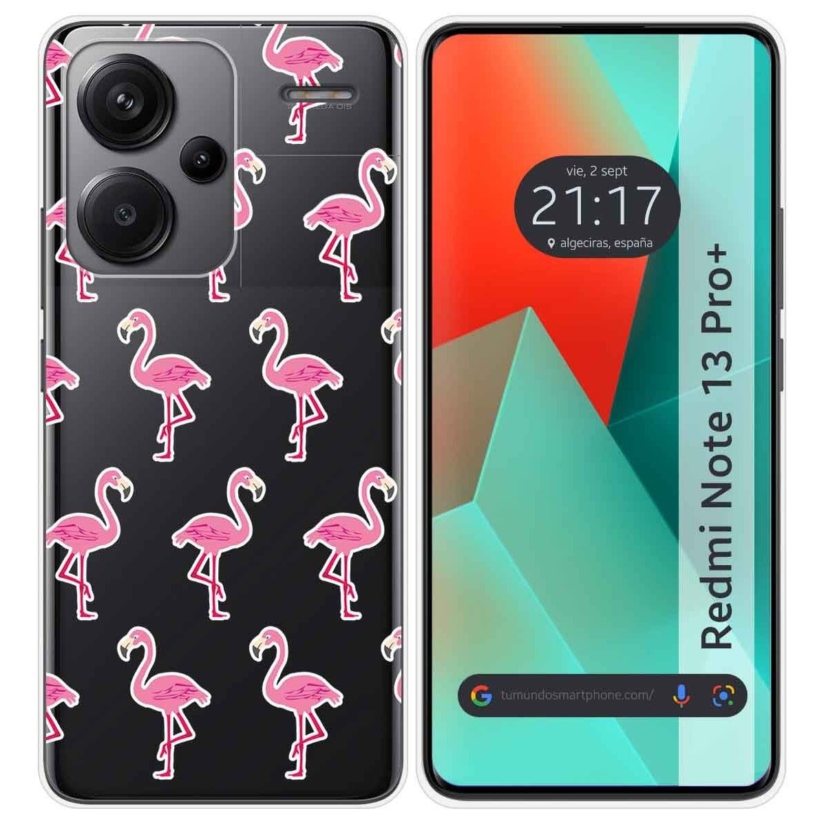 Funda Silicona Transparente para Xiaomi Redmi Note 13 Pro+ Plus 5G diseño Flamenco Dibujos