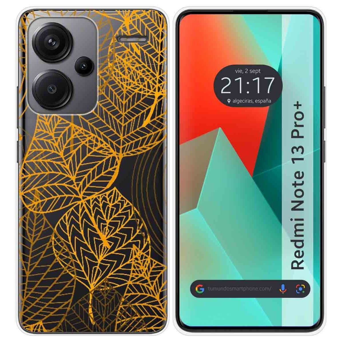 Funda Silicona Transparente para Xiaomi Redmi Note 13 Pro+ Plus 5G diseño Hojas Dibujos