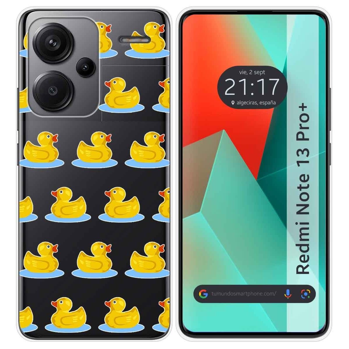 Funda Silicona Transparente para Xiaomi Redmi Note 13 Pro+ Plus 5G diseño Pato Dibujos