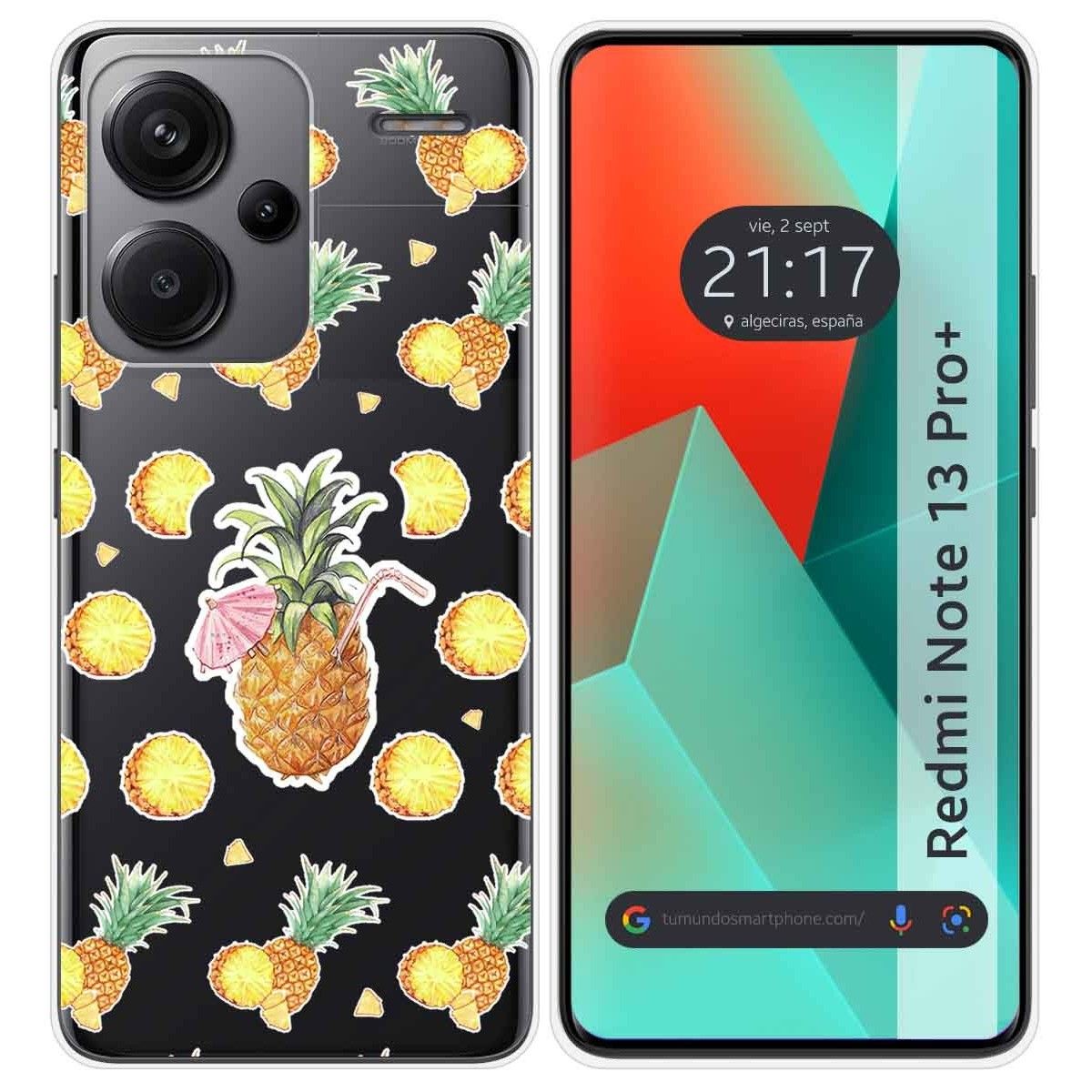 Funda Silicona Transparente para Xiaomi Redmi Note 13 Pro+ Plus 5G diseño Piña Dibujos