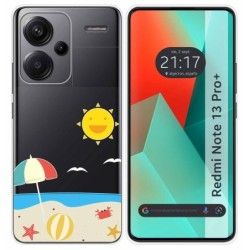 Funda Silicona Transparente para Xiaomi Redmi Note 13 Pro+ Plus 5G diseño Playa Dibujos