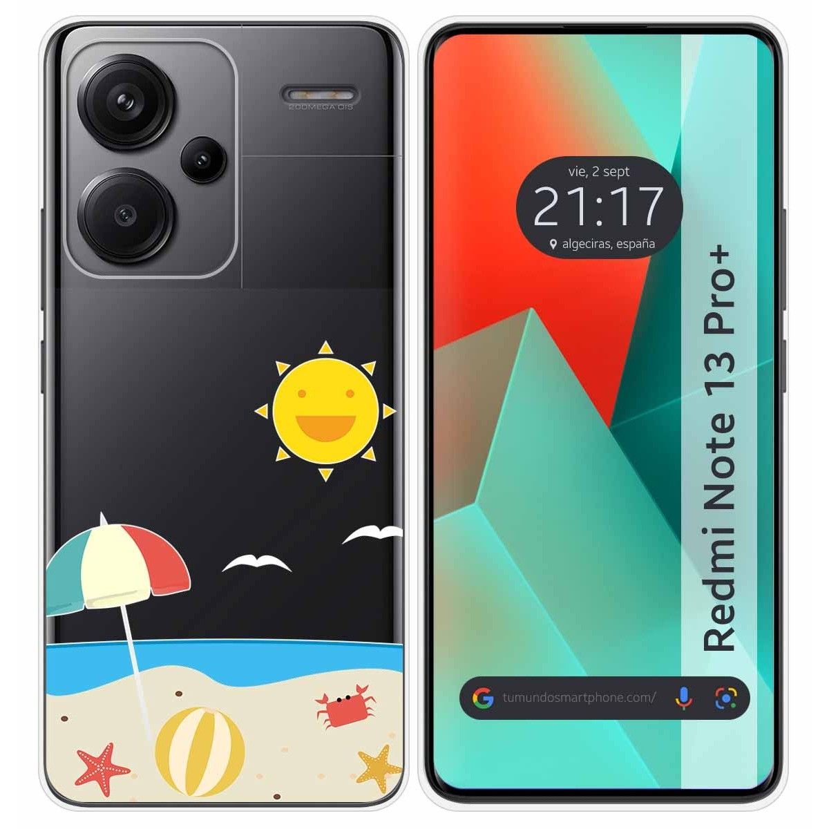 Funda Silicona Transparente para Xiaomi Redmi Note 13 Pro+ Plus 5G diseño Playa Dibujos