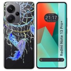 Funda Silicona Transparente para Xiaomi Redmi Note 13 Pro+ Plus 5G diseño Plumas Dibujos