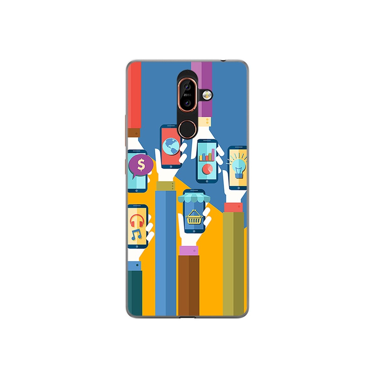 Funda Gel Tpu para Nokia 7 Plus Diseño Apps Dibujos